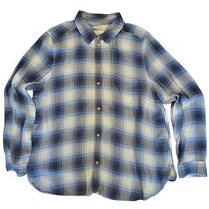 American Eagle Womens Vintage Inspired Shadow Plaid 100% Viscose Button Down XL